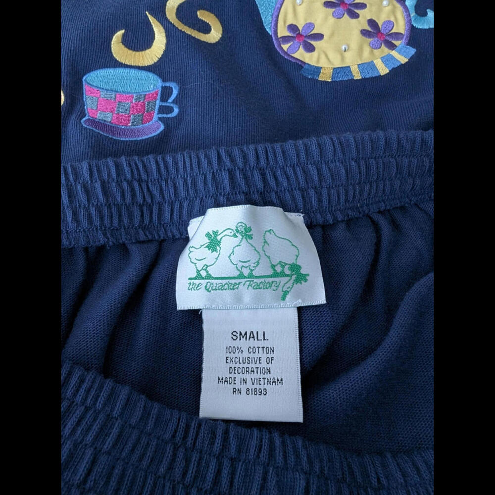 Quacker Factory Navy Tea Cup & Teapot Two-Piece Tunic Skirt Set Small - Picture 3 of 8